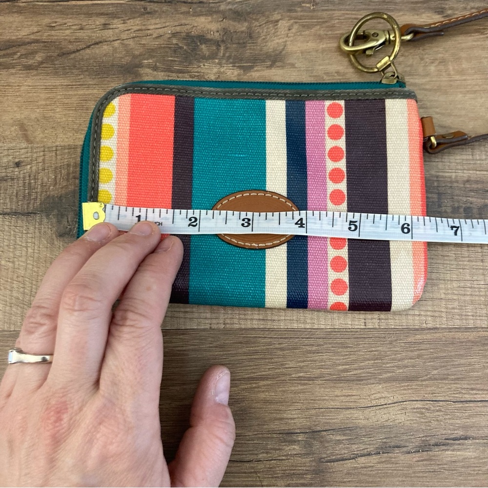 Fossil Keyper Coated Canvas Stripe Zip Around Wristlet Wallet - Picture 4 of 6